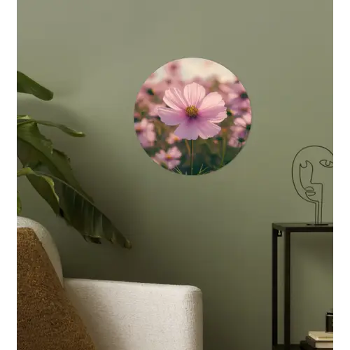 Bloemen - Paars - Wazig Wandcirkel behangsticker klein -sfeer2