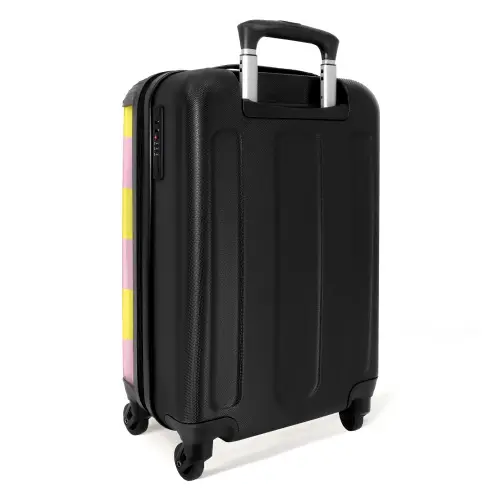 Squares - Roze/Geel NBS - Handbagage koffer - Kinderen Unisex middel -achterkant