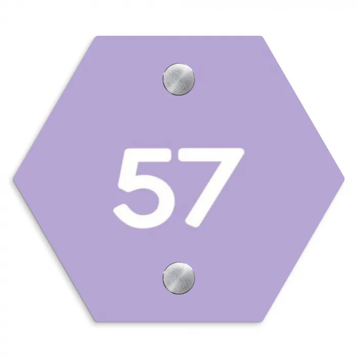 Effen - Lila - Traditioneel Naambord Hexagon klein -3d
