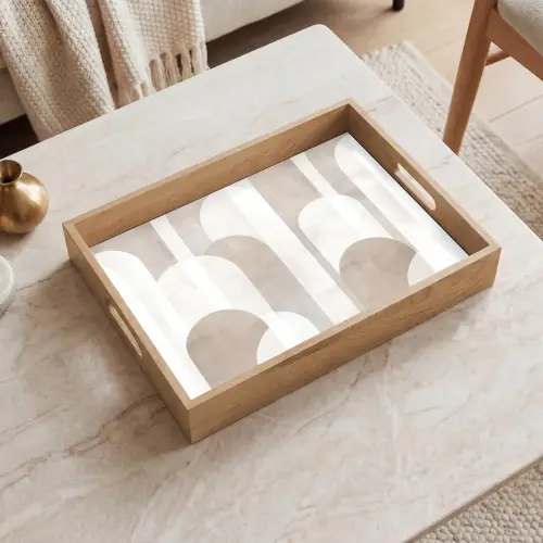 Abstracte bogen - Modern - Beige Dienblad Rechthoek middel -sfeer1