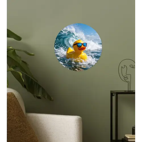 Badeend - Stoer - Golven Wandcirkel behangsticker klein -sfeer2