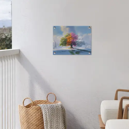 Boom - Seizoenen - Winter - Landschap tuinposter los doek klein -sfeer8