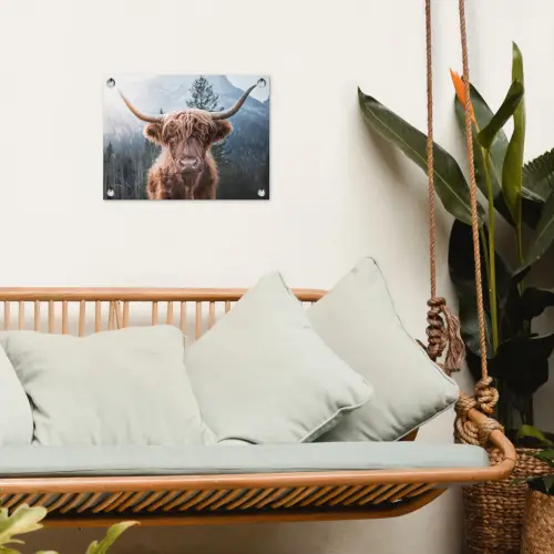 Schotse hooglander - Koe - Dieren - Berg - Natuur tuinposter los doek klein -sfeer7