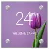 Paarse tulp - Klassiek Naambord Vierkant klein -3d