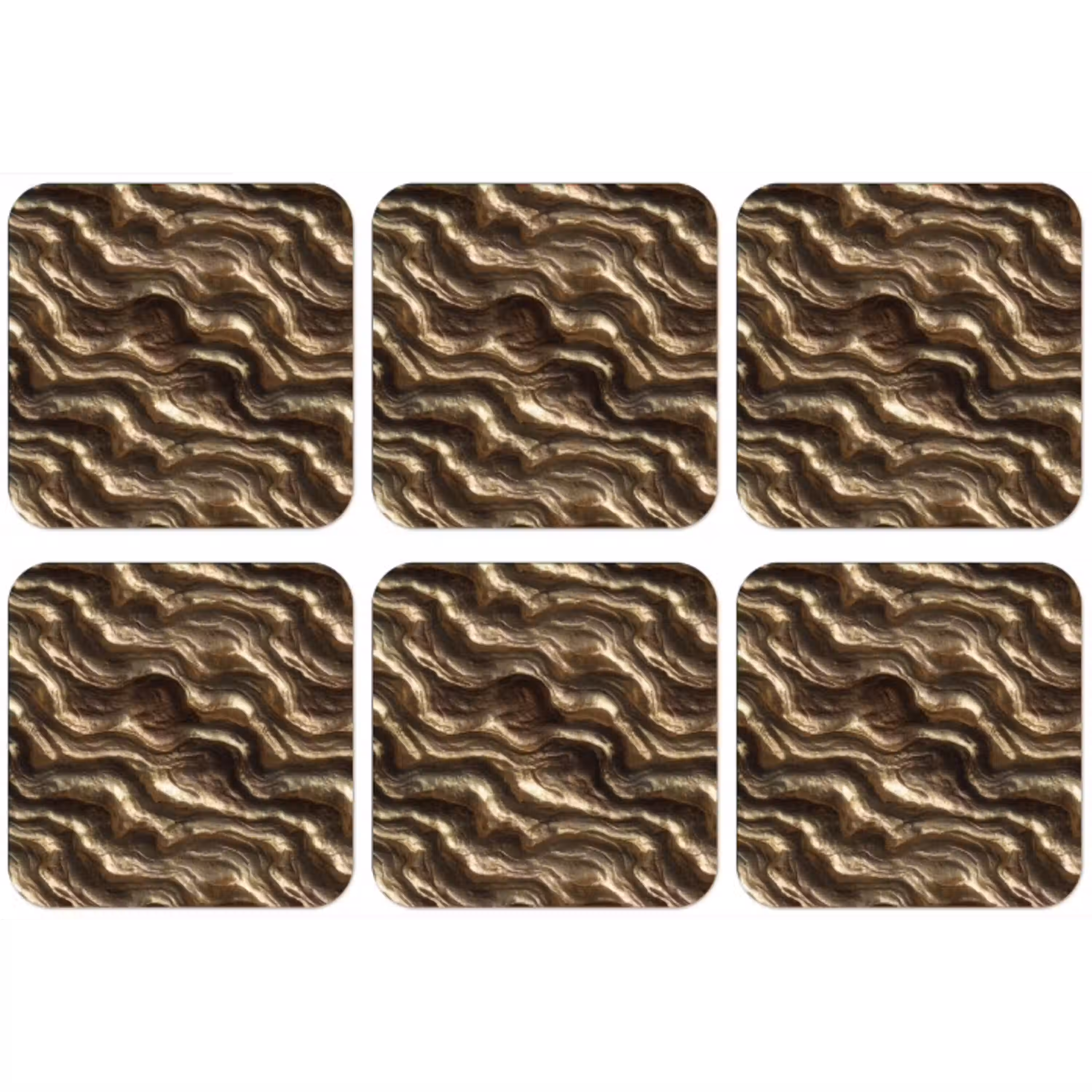 Reliëf - Golven - Abstract - Bronsgoud onderzetter kurk middel 366 -zkaufland3dotto