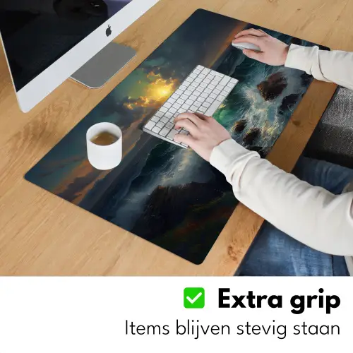 Zee - Zon - Golven - Rotsen Muismat XXL klein -sfeer3