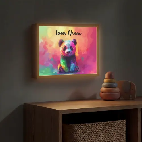 Panda - Dieren - Kleurrijk - Neon Light Box met batterij (Wandlamp kind) middel -sfeer5_kind