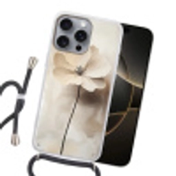 Bloem - Beige - Verf - Schaduw Hoesje iPhone 16 Pro Max met koord klein -sfeer1