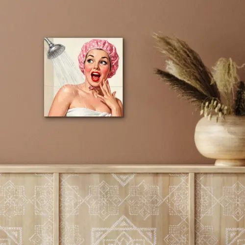 Vrouw - Douche - Roze aluminium wit klein -sfeer4
