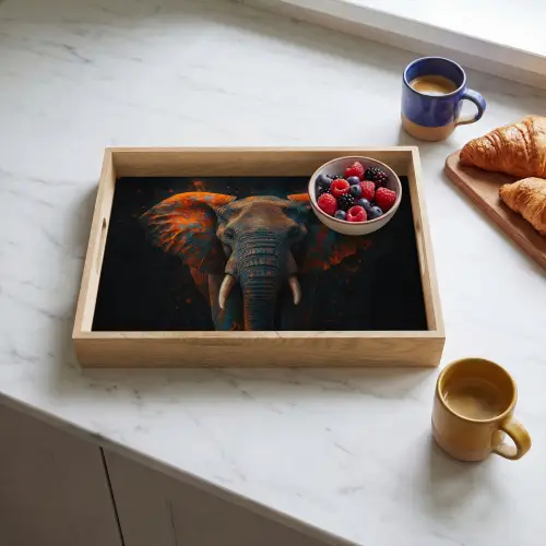 Olifant - Oranje - Oren Dienblad Rechthoek middel -sfeer2