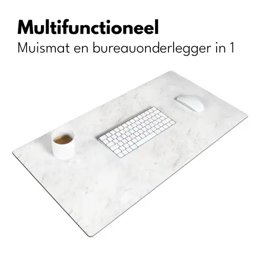 Wit - Marmer - Grijze aders Muismat XXL klein 681 -sfeer4