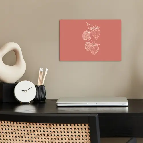 Minimalistisch - Illustratie - Aardbei - Tak poster papier klein -sfeer1