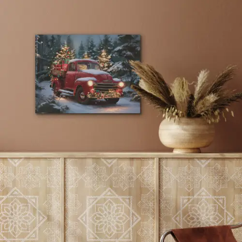 Kersttruck - Sneeuwbos - Rood PET vilt klein -sfeer4