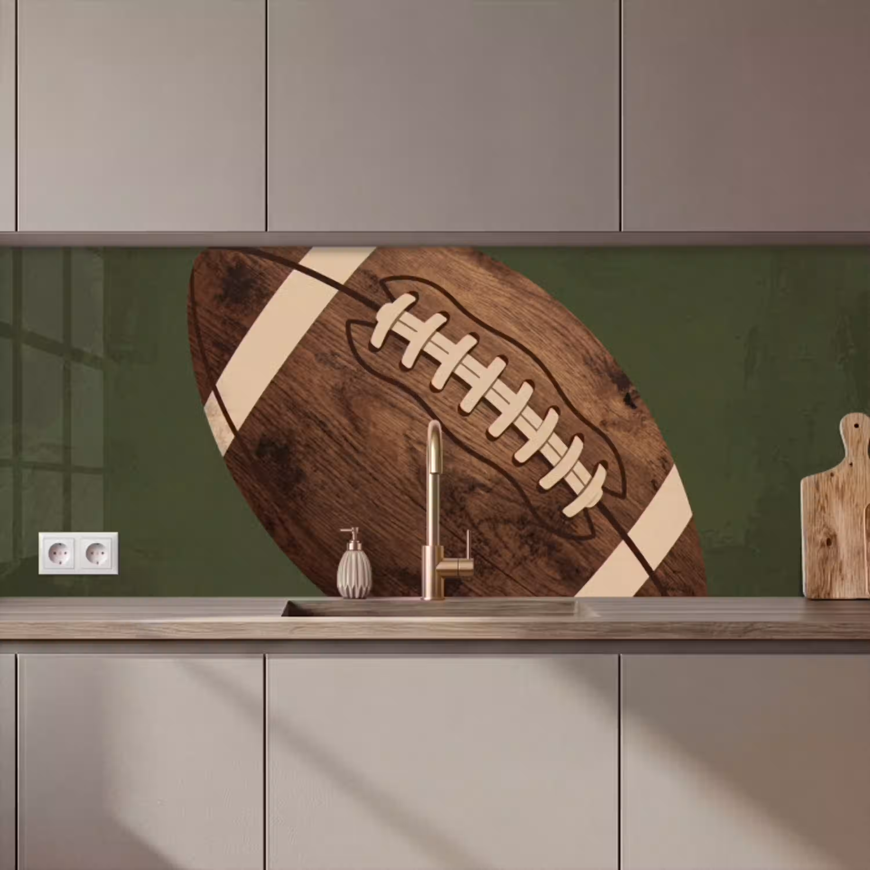 Football - Hout - Sport - Groen keuken achterwand 2 middel zz_3dshopping