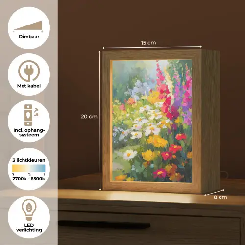 Zomertuin - Sfeervol - Bloemen Light Box met kabel (Tafellamp) klein -USP_NL