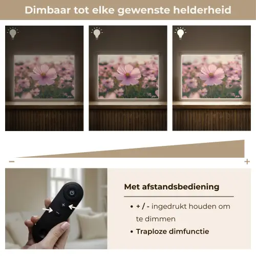 Bloemen - Paars - Wazig Light Box met batterij (Wandlamp) middel -USP_dimbaarNL