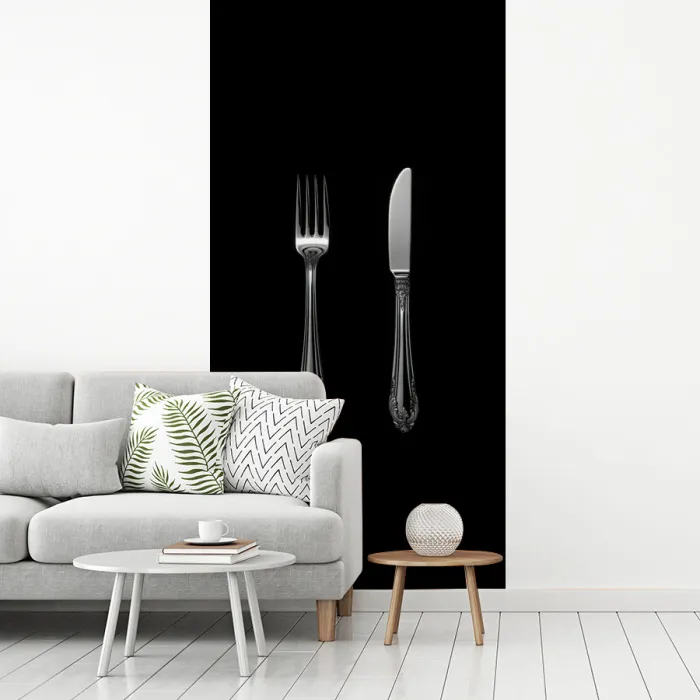 Vork - Mes - Zilver fotobehang vinyl groot -woonkamer