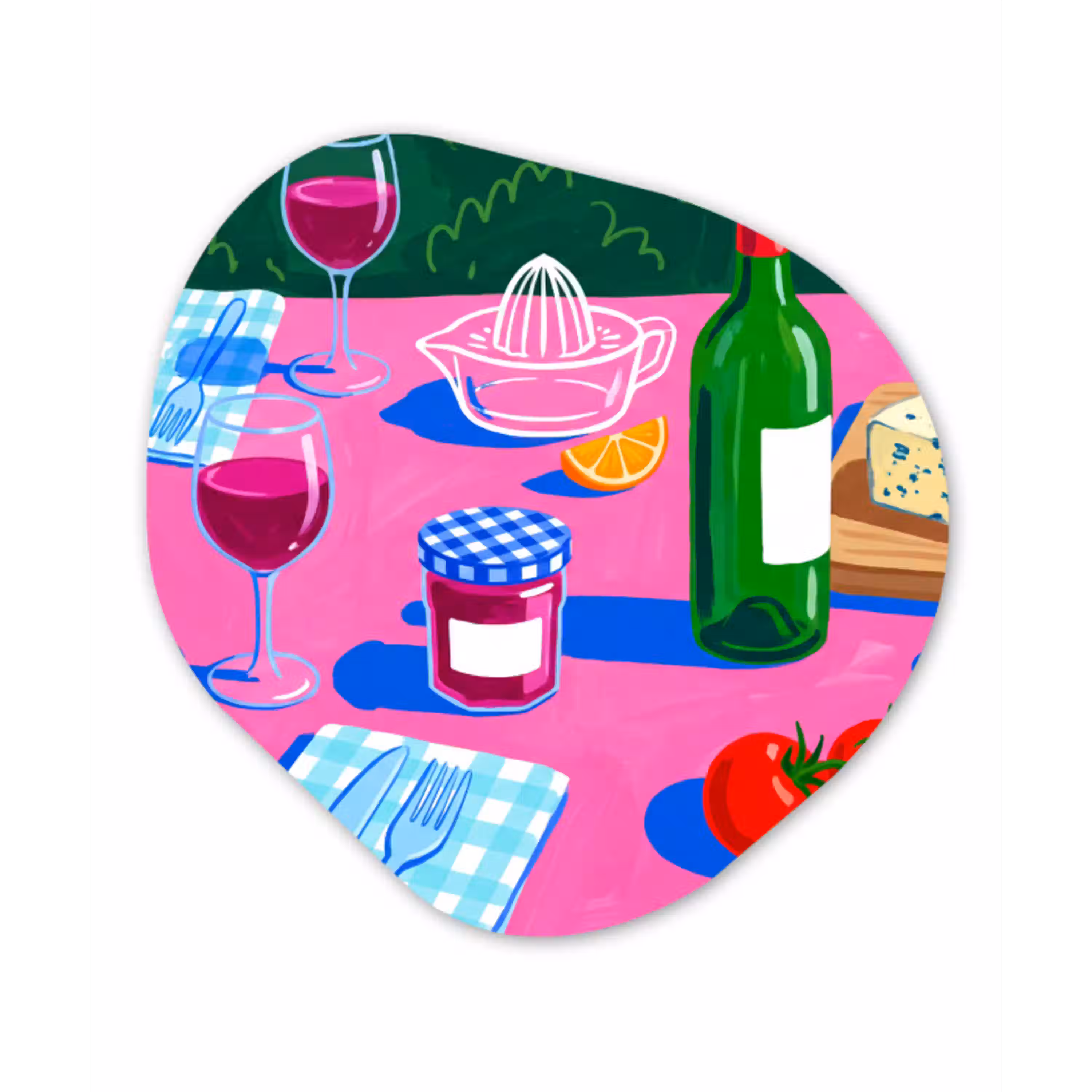 Eten - Tafel - Illustratie Wandcirkel Organisch Forex 3mm klein -3d