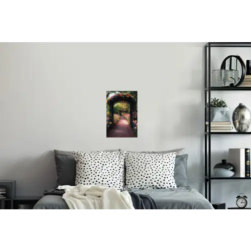 Doorkijk - Bloemen - Pad - Natuur - Kleurrijk Muursticker klein -slaapkamer
