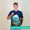 Schildpad en dolfijn in blauwe oceaan Rugzak - Zwart middel -sfeer7_NL