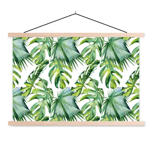 Bladeren - Monstera - Jungle - Tropical textielposter latten blank klein -3d