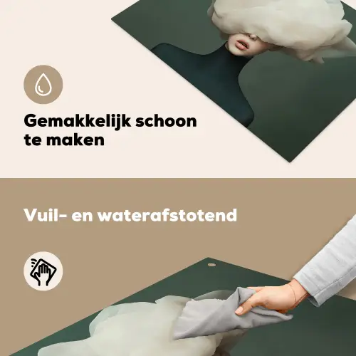 Hoed - Vrouw - Beige Inductie beschemer met haakjes klein -ky-schoon-nl