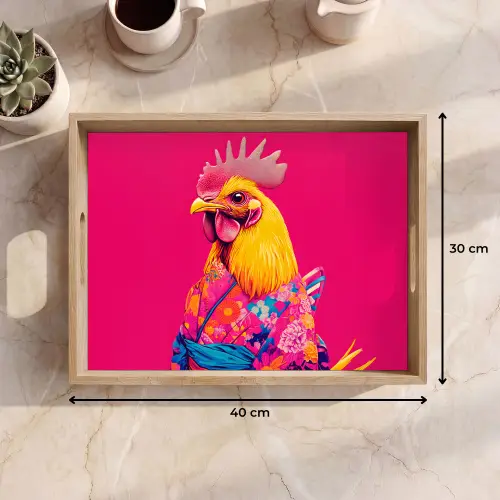 Haan - Kleurrijk - Kimono - Roze Dienblad Rechthoek middel -USP_Formaat