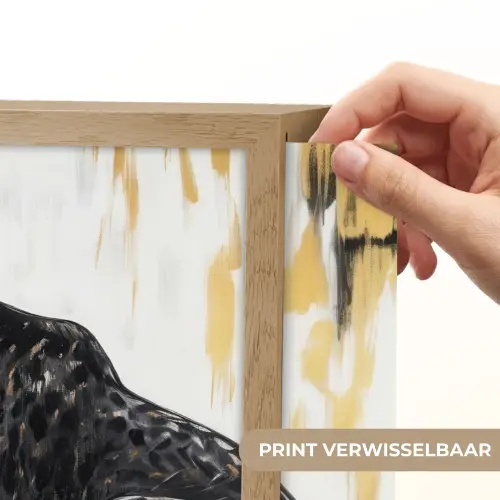 Panter - Zwart - Abstract - Goud Light Box met batterij (Wandlamp) middel -USP_websiteprintNL