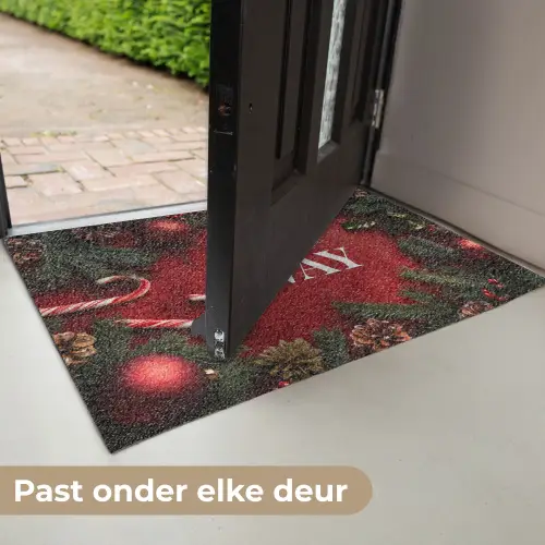Kerst - Quote - Rood - Kerstballen Deurmat klein -USP_NL
