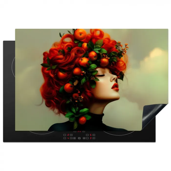 Vrouw - Appels - Rood - Bladeren Inductie beschermer vinyl 3mm klein -3d