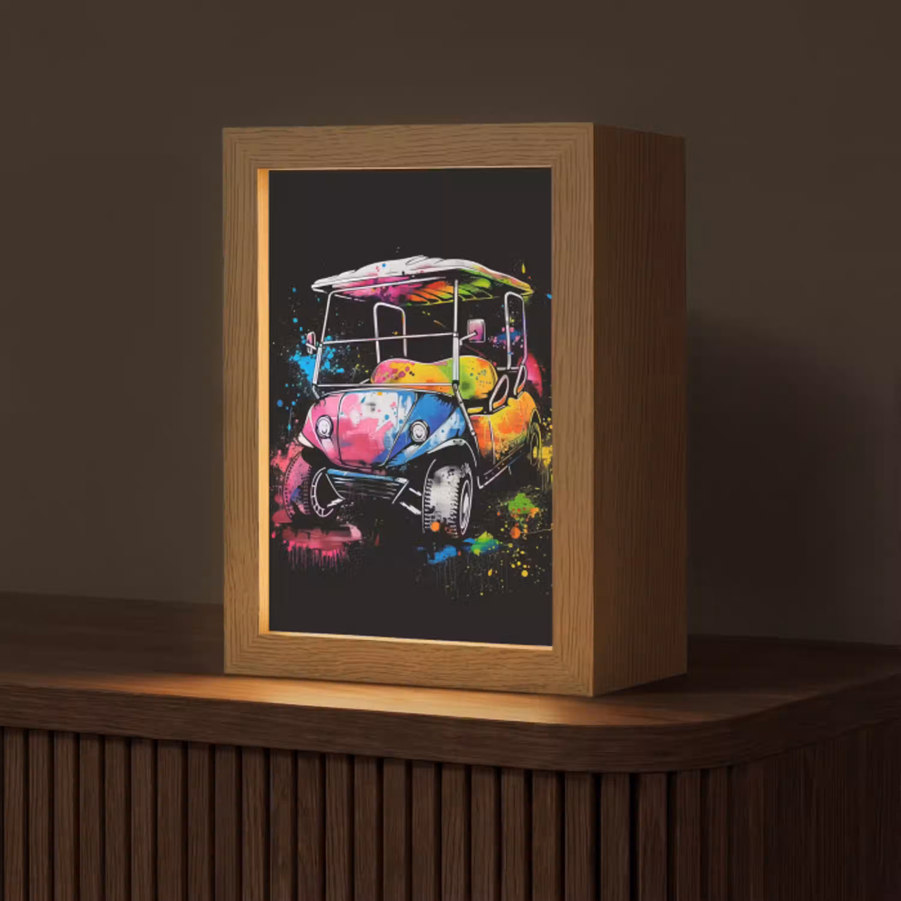 Graffiti - Sport - Golf - Golfkar Light Box met kabel (Tafellamp) klein -z3d_website