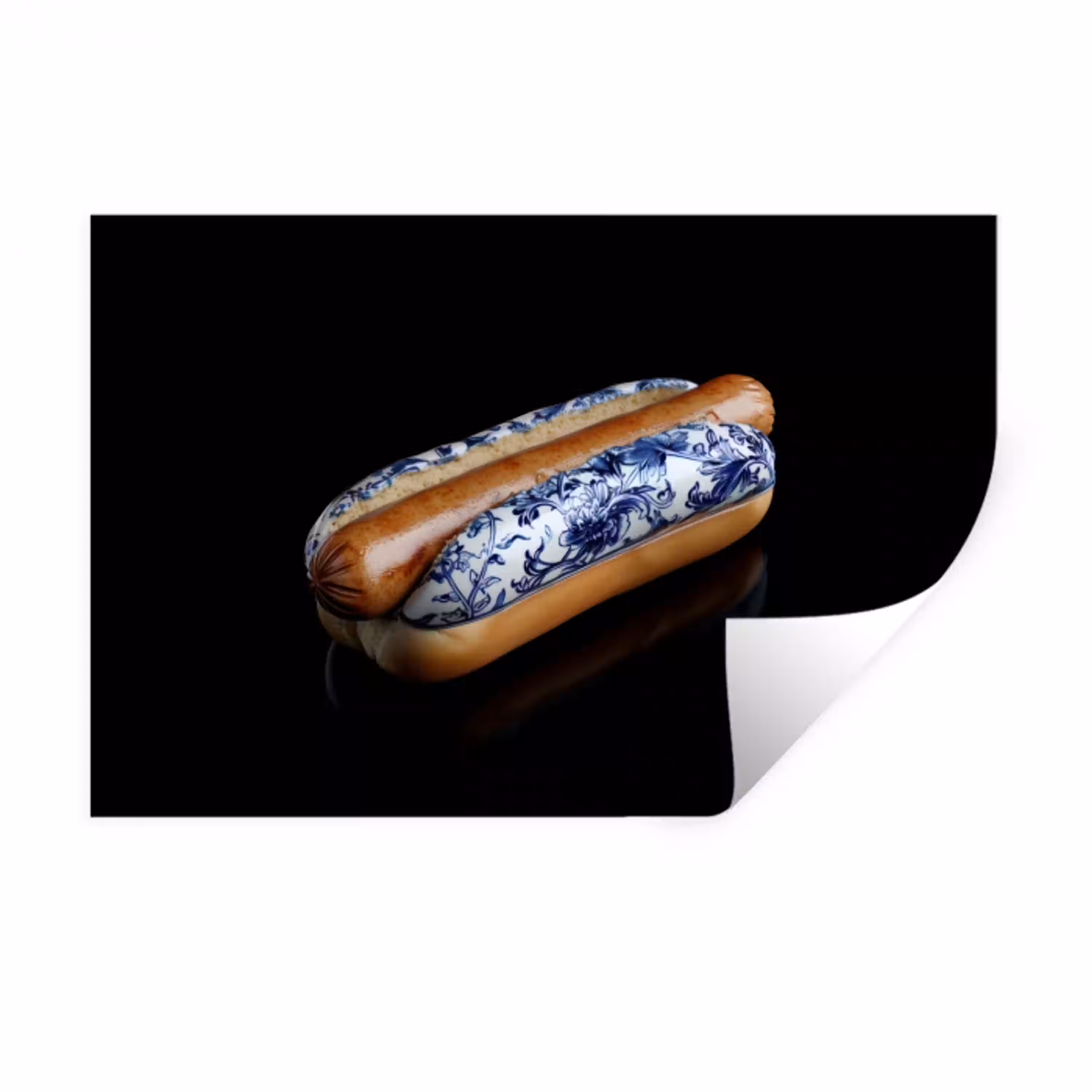 Hotdog - Porselein - Delfts blauw - Eten Muursticker klein -3d
