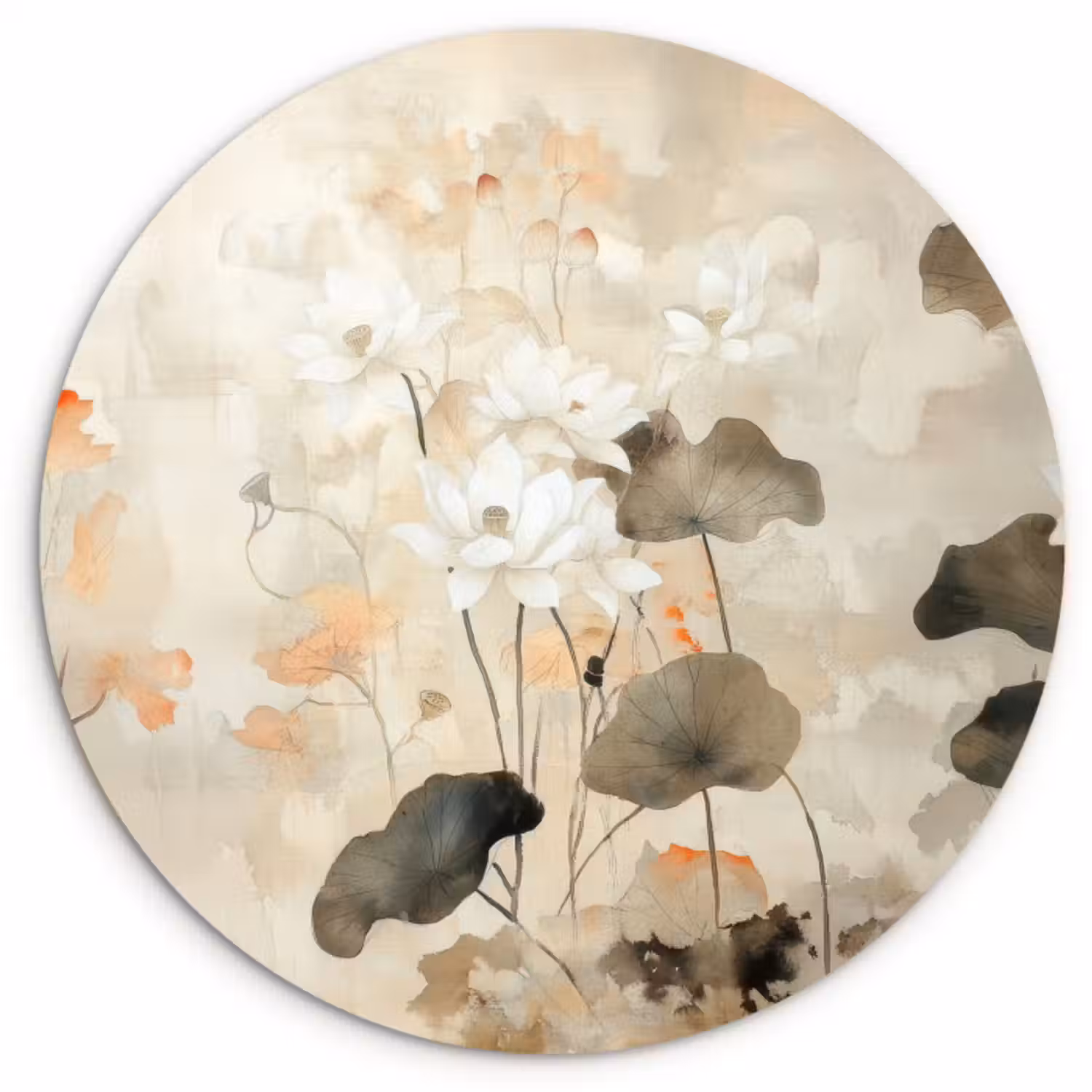 Muurcirkel - Bloemen - Japandi - Wabi sabi