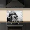 Tomaten - Chef - Zwart - Wit keuken achterwand spatscherm klein -sfeer1