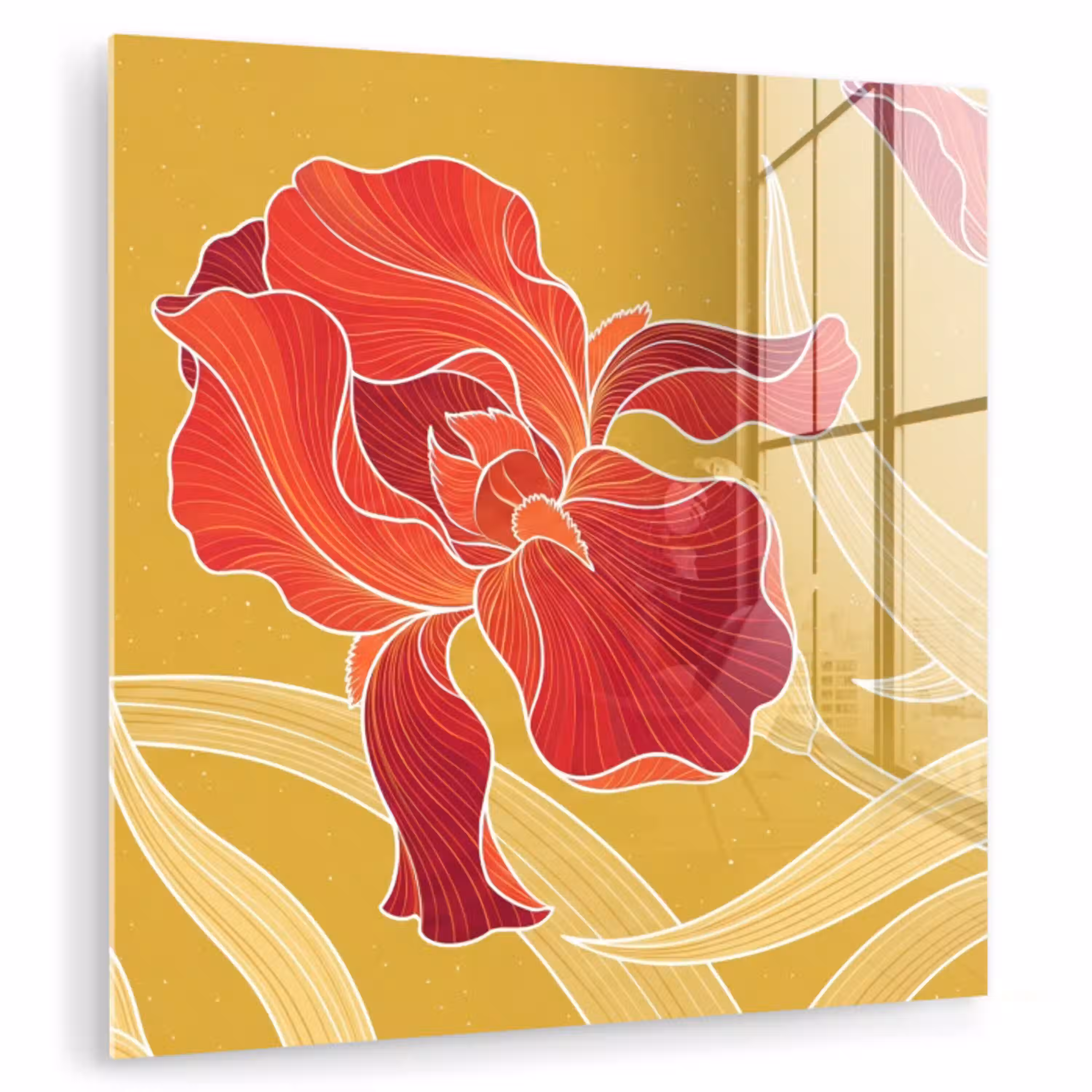 Bloemen - Illustratie - Rood plexiglas 5mm klein -zzzproduct_nieuw