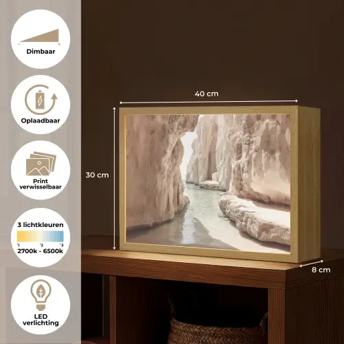 Rotsen - Zee - Zand - Kloof Light Box met batterij (Wandlamp) middel -USP_websiteoverzichtNL