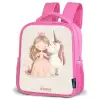 Prinses en een eenhoorn in pastel kleuren Kinderrugzak - Roze middel -schuin
