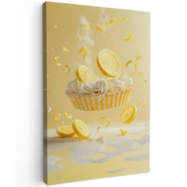 Citroen - Taart - Eten - Geel Tuinposter op houten frame 2 cm dik klein -3d