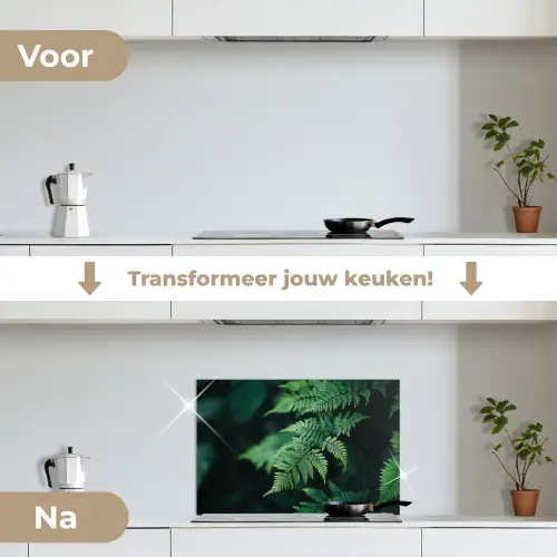Varenblad - Groen - Structuur - Wazig keuken achterwand spatscherm klein -voor_na_NL