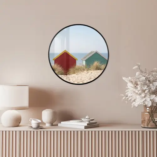 Strand - Huisjes - Kleurrijk - Duinen Fotolijst rond zonder passe partout klein -sfeer3