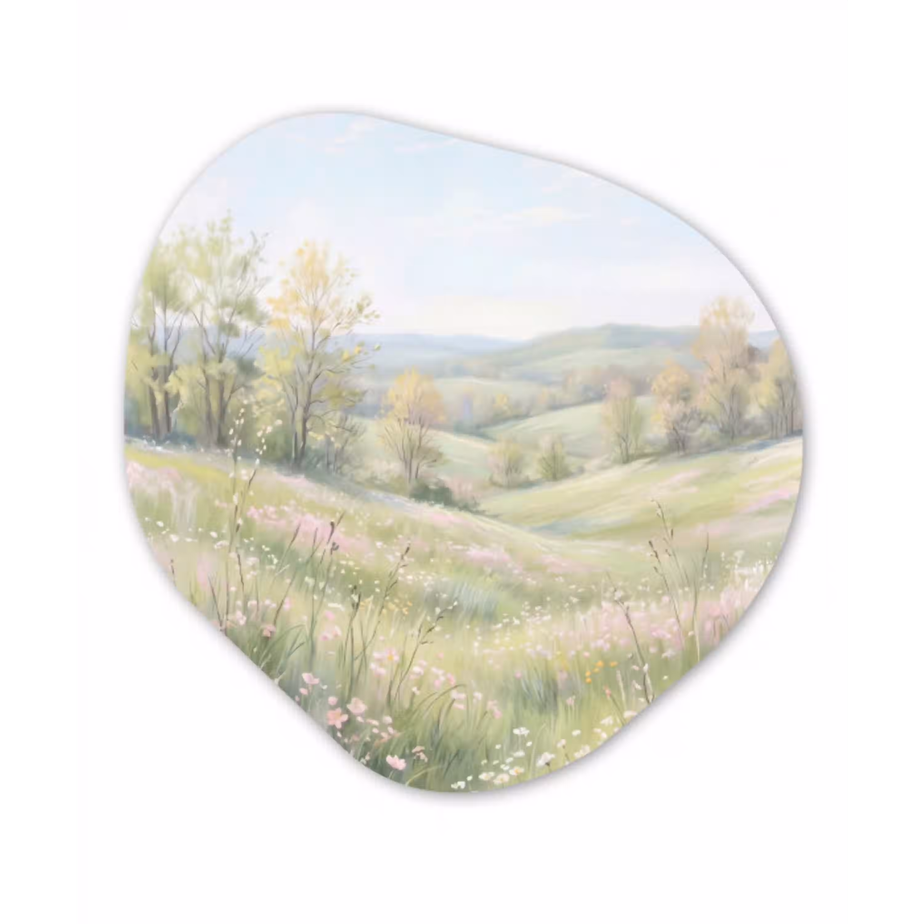 Bloemen veld - Bloemen - Groen Wandcirkel Organisch Forex 3mm klein -3d