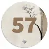 Boomsilhouet beige achtergrond - Traditioneel Naambord Rond klein -3d