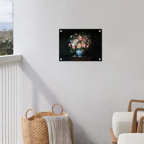 Roze - Bloemen - Vaas - Kleuren tuinposter los doek klein -sfeer8