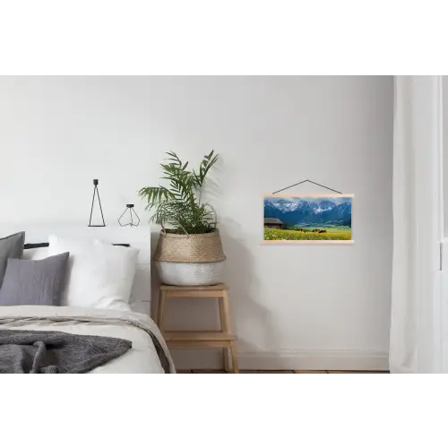 Alpen - Weide - Bergen - Koeien textielposter latten blank klein -woonkamer