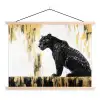 Panter - Zwart - Abstract - Goud textielposter latten blank klein -3d