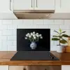 Wit - Bloemen - Tulpen - Vaas keuken achterwand spatscherm klein -sfeer2