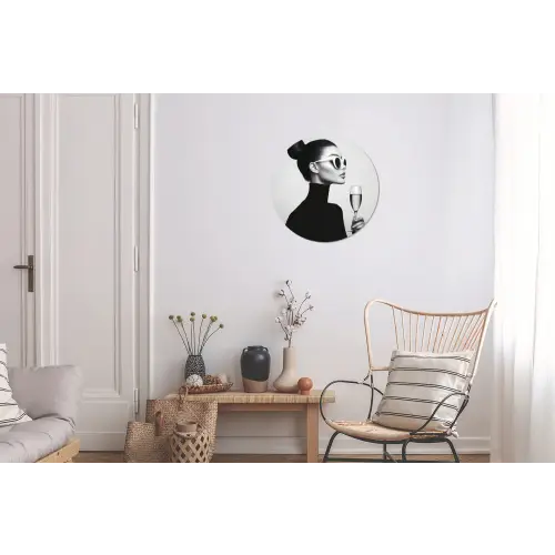 Vrouw - Champagne - Modern Wandcirkel aluminium klein -woonkamer