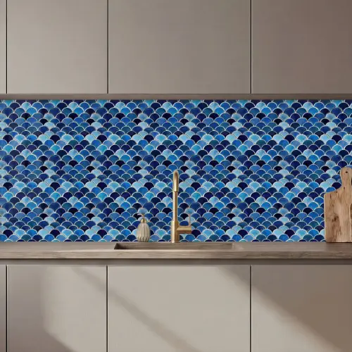 Patroon - Vissenschubben - Blauw keuken achterwand 2 middel 871 zz_3dshopping