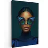 Vrouw - Vlinder - Bril - Blauw - Modern - Portret Tuinposter op houten frame 2 cm dik klein -3d