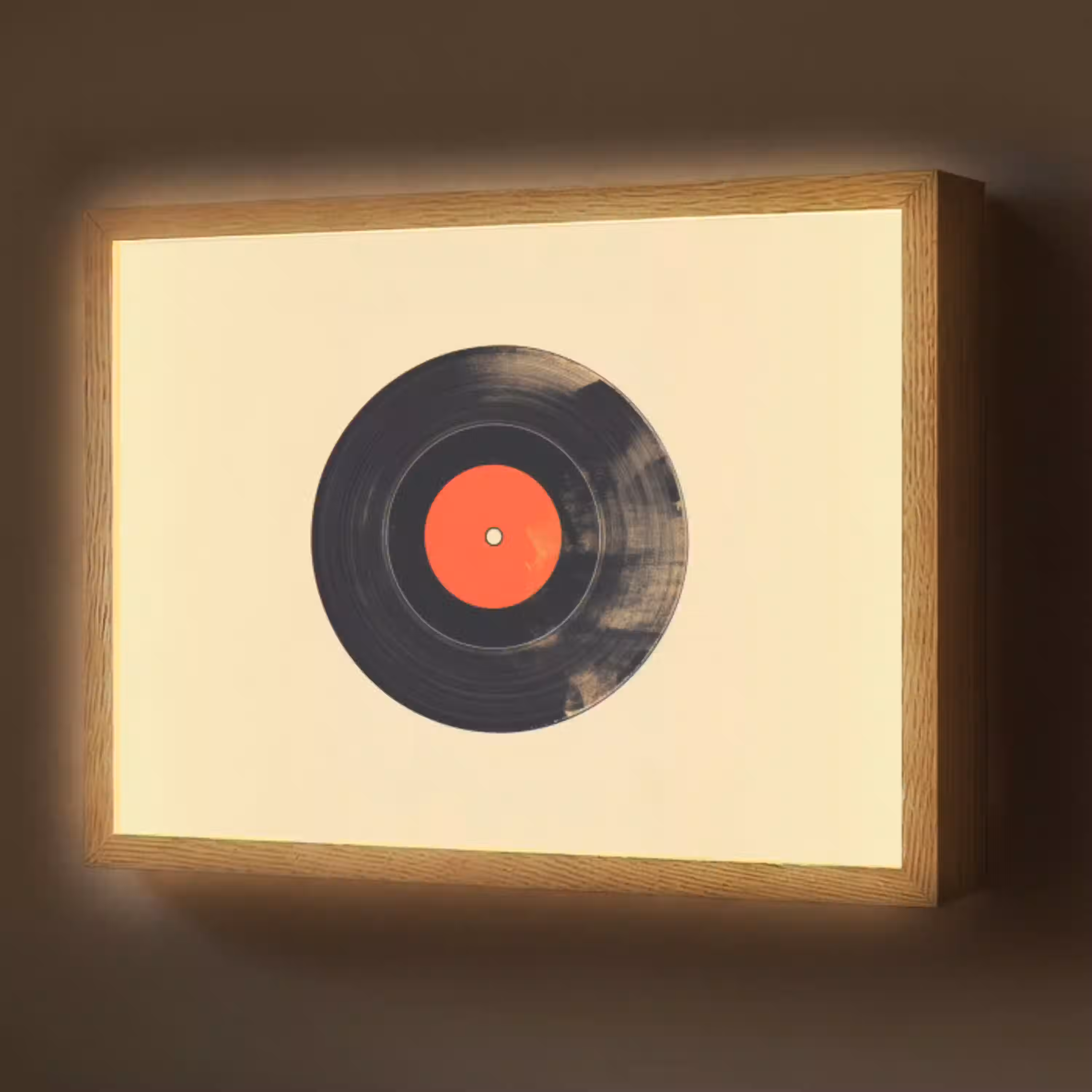 Illustratie - Vinylplaat - Beige - Vintage Light Box met batterij (Wandlamp) middel -z3d_website